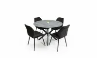 Set Masă Living Extensibilă Dobok Gri cu 4 Scaune KJC104 Negre 1
