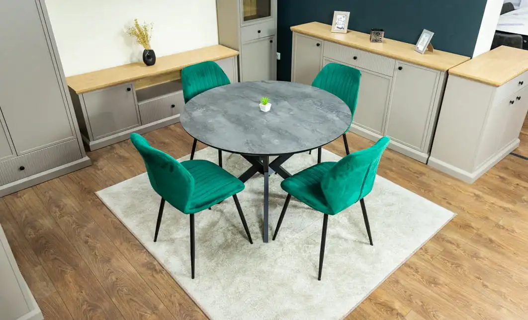 Set Masă Living Extensibilă Dobok Gri cu 4 Scaune KJC104 Verzi 3