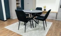 Set Masă Living Extensibilă Dobok Gri cu 4 Scaune KJC176 Negre 7