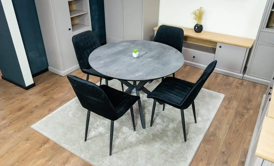 Set Masă Living Extensibilă Dobok Gri cu 4 Scaune KJC176 Negre 3