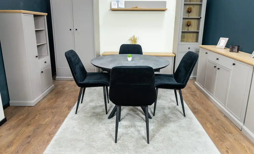 Set Masă Living Extensibilă Dobok Gri cu 4 Scaune KJC176 Negre 5