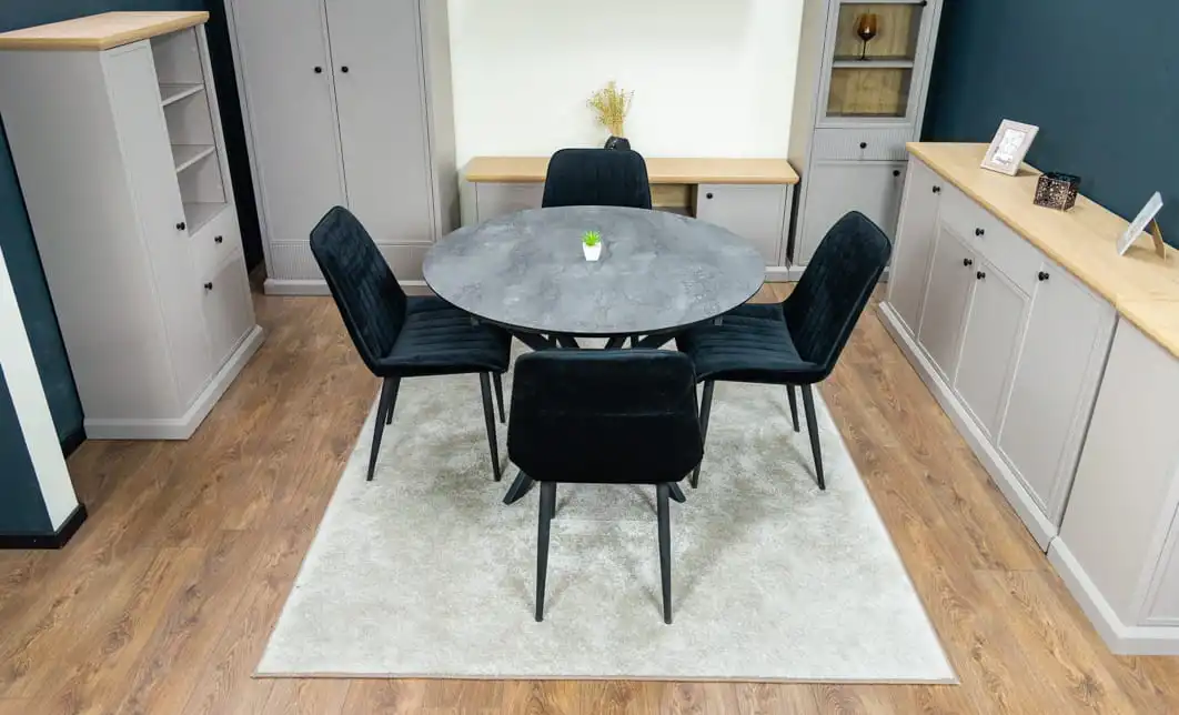 Set Masă Living Extensibilă Dobok Gri cu 4 Scaune KJC176 Negre 6