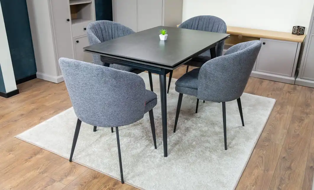 Set Masă Living Extensibilă DTM0101 Blat Ceramic Gri cu 4 Scaune DCM0102CF Gri 5