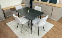 Set Masă Living Extensibilă DTM0101 Blat Ceramic Gri cu 4 Scaune DCM2001AF Bej 2