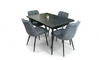 Set Masă Living Extensibilă DTM0101 Blat Ceramic Gri cu 4 Scaune DCM2001AF Gri 1