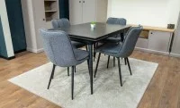 Set Masă Living Extensibilă DTM0101 Blat Ceramic Gri cu 4 Scaune DCM2001AF Gri 3