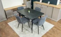 Set Masă Living Extensibilă DTM0101 Blat Ceramic Gri cu 4 Scaune DCM2001AF Gri 2