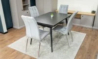 Set Masă Living Extensibilă DTM0101 Blat Ceramic Gri cu 4 Scaune Tapițate F630 Gri 5