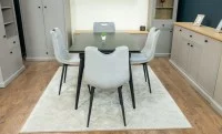 Set Masă Living Extensibilă DTM0101 Blat Ceramic Gri cu 4 Scaune Tapițate KJC0358 Gri 7