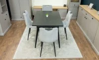 Set Masă Living Extensibilă DTM0101 Blat Ceramic Gri cu 4 Scaune Tapițate KJC0358 Gri 8