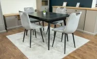 Set Masă Living Extensibilă DTM0101 Blat Ceramic Gri cu 4 Scaune Tapițate KJC0358 Gri 3