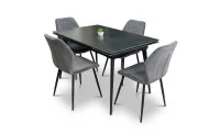 Set Masă Living Extensibilă DTM0101 Blat Ceramic Gri cu 4 Scaune Tapițate KJC104 Gri 1