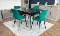 Set Masă Living Extensibilă DTM0101 Blat Ceramic Gri cu 4 Scaune Tapițate KJC104 Verzi 3
