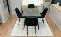 Set Masă Living Extensibilă DTM0101 Blat Ceramic Gri cu 4 Scaune Tapițate KJC176 Negre 8
