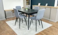 Set Masă Living Extensibilă DTM0101 Blat Ceramic Gri cu 4 Scaune Tapițate KJC5341 Gri 3