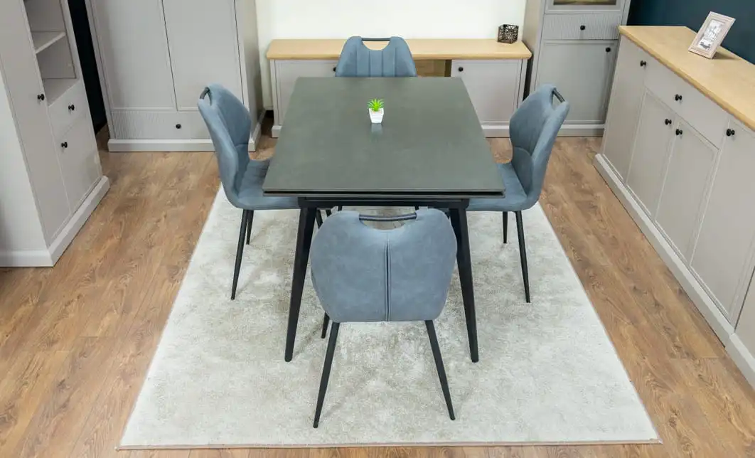 Set Masă Living Extensibilă DTM0101 Blat Ceramic Gri cu 4 Scaune Tapițate MC06 Gri 8
