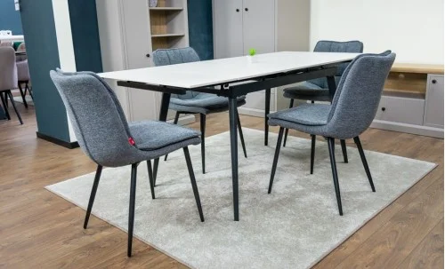 Set Masă Living Extensibilă DTM0101CS Bej cu 4 Scaune DCM2001AF Gri