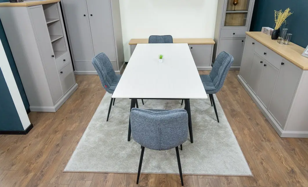Set Masă Living Extensibilă DTM0101CS Bej cu 4 Scaune DCM2001AF Gri 3