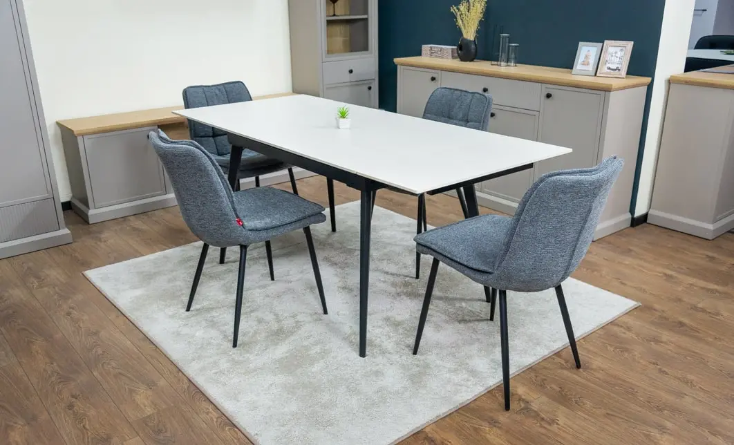 Set Masă Living Extensibilă DTM0101CS Bej cu 4 Scaune DCM2001AF Gri 4
