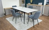 Set Masă Living Extensibilă DTM0101CS Bej cu 4 Scaune DCM2001AF Gri 4