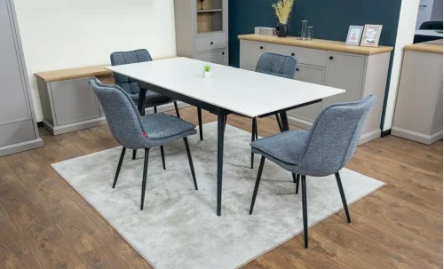 Set Masă Living Extensibilă DTM0101CS Bej cu 4 Scaune DCM2001AF Gri
