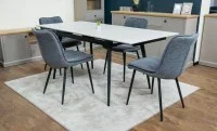 Set Masă Living Extensibilă DTM0101CS Bej cu 4 Scaune DCM2001AF Gri 5