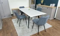 Set Masă Living Extensibilă DTM0101CS Bej cu 4 Scaune DCM2001AF Gri 6