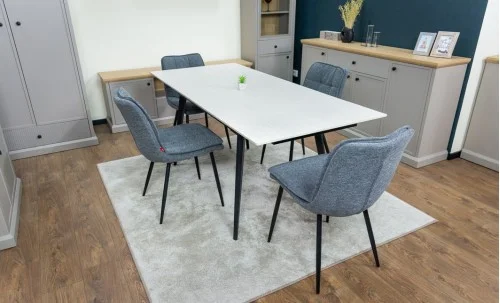 Set Masă Living Extensibilă DTM0101CS Bej cu 4 Scaune DCM2001AF Gri