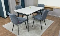 Set Masă Living Extensibilă DTM0101CS Bej cu 4 Scaune DCM2001AF Gri 7