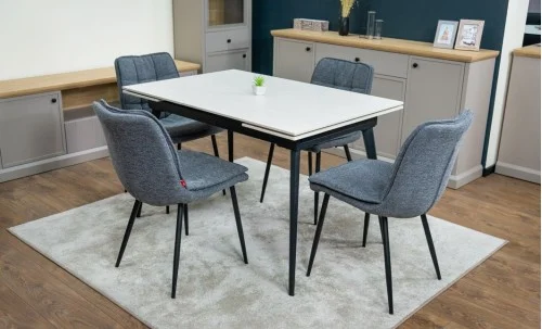 Set Masă Living Extensibilă DTM0101CS Bej cu 4 Scaune DCM2001AF Gri