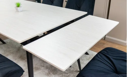 Set Masă Living Extensibilă DTM0101CS Bej cu 6 Scaune Tapițate KJC356 Gri