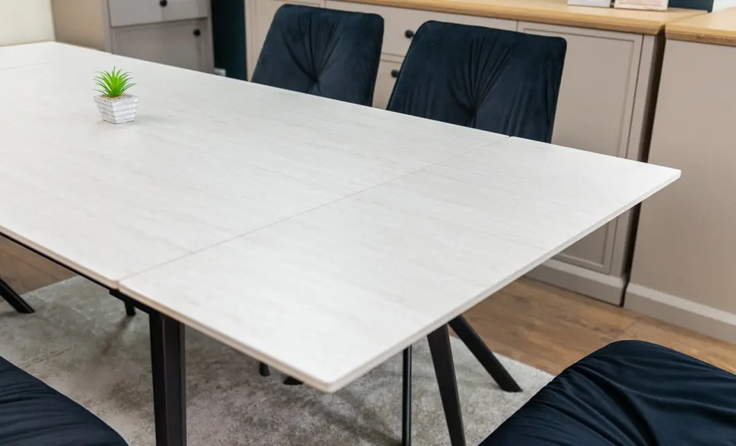 Set Masă Living Extensibilă DTM0101CS Bej cu 6 Scaune Tapițate KJC356 Gri 3