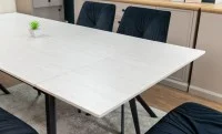 Set Masă Living Extensibilă DTM0101CS Bej cu 6 Scaune Tapițate KJC356 Gri 3