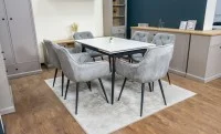 Set Masă Living Extensibilă DTM0101CS Bej cu 6 Scaune Tapițate KJC38 Gri 9