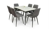 Set Masă Living Extensibilă DTM0101 CS Bej si 6 Scaune KJC5341 Maro 2
