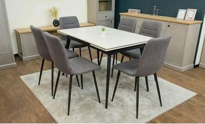 Set Masă Living Extensibilă DTM0101 CS Bej si 6 Scaune KJC5341 Maro