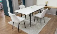 Set Masă Living Extensibilă DTM0101CS Bej cu 4 Scaune KJC0357 Bej 4
