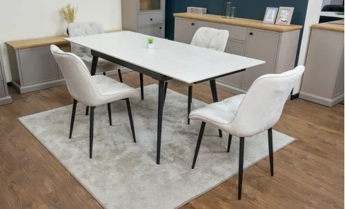 Set Masă Living Extensibilă DTM0101CS Bej cu 4 Scaune KJC0357 Bej