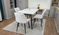 Set Masă Living Extensibilă DTM0101CS Bej cu 4 Scaune KJC0357 Bej 9