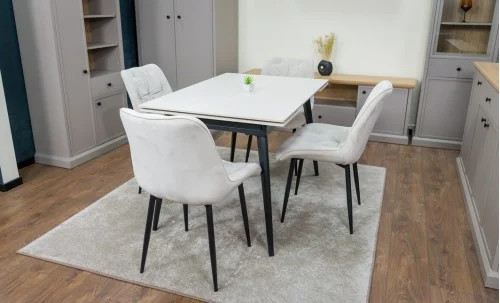 Set Masă Living Extensibilă DTM0101CS Bej cu 4 Scaune KJC0357 Bej