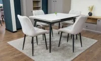 Set Masă Living Extensibilă DTM0101CS Bej cu 4 Scaune KJC0357 Bej