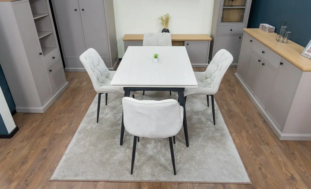 Set Masă Living Extensibilă DTM0101CS Bej cu 4 Scaune KJC0357 Bej