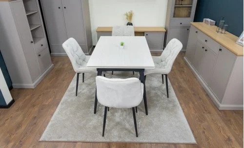 Set Masă Living Extensibilă DTM0101CS Bej cu 4 Scaune KJC0357 Bej