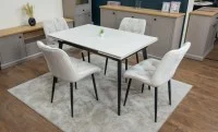 Set Masă Living Extensibilă DTM0101CS Bej cu 4 Scaune KJC0357 Bej