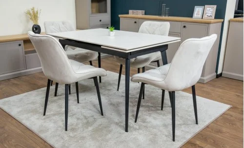Set Masă Living Extensibilă DTM0101CS Bej cu 4 Scaune KJC0357 Bej