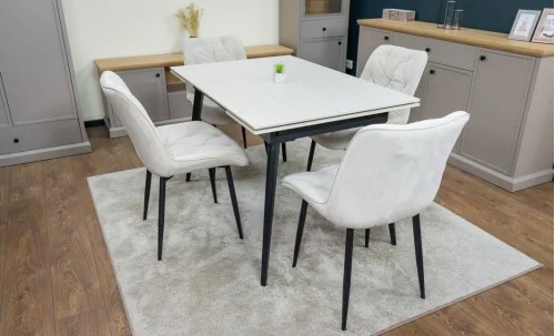 Set Masă Living Extensibilă DTM0101CS Bej cu 4 Scaune KJC0357 Bej