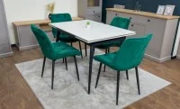Set Masă Living Extensibilă DTM0101CS Bej cu 4 Scaune KJC0357 Verzi 6