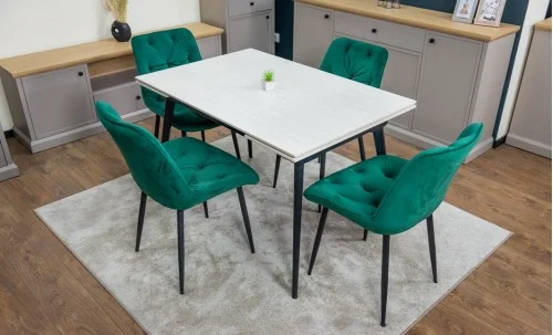 Set Masă Living Extensibilă DTM0101CS Bej cu 4 Scaune KJC0357 Verzi