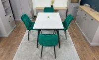 Set Masă Living Extensibilă DTM0101CS Bej cu 4 Scaune KJC0357 Verzi 7