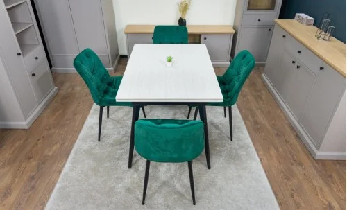 Set Masă Living Extensibilă DTM0101CS Bej cu 4 Scaune KJC0357 Verzi